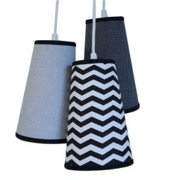 Lustre Pendente Triplo Chevron Crie Casa Preto e Branco - 1