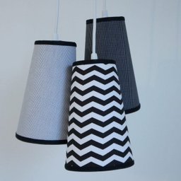 Lustre Pendente Triplo Chevron Crie Casa Preto e Branco - 3