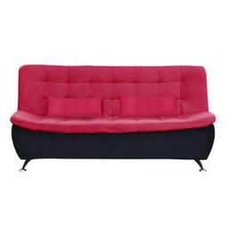 Sofá Cama Sara 3 Lugares Suede Pena Vermelho/Preto Matrix - 2
