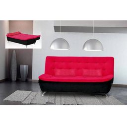 Sofá Cama Sara 3 Lugares Suede Pena Vermelho/Preto Matrix - 1