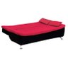 Sofá Cama Sara 3 Lugares Suede Pena Vermelho/Preto Matrix - 5