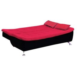 Sofá Cama Sara 3 Lugares Suede Pena Vermelho/Preto Matrix - 3