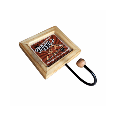 Quadro com 1 Gancho de Ferro Tema Pepperoni Pizza