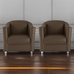 Jogo de Poltronas Decorativas Eagle Sintetico Marrom - 1