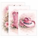 Ver imagem 3 de Kit 3 Quadro Decorativo Cavalo Cowboy Menina Rosa Moderno Qualidade Premium 28x20cm