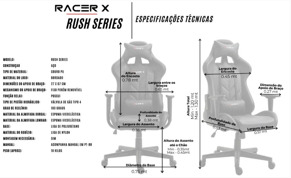 Cadeira Gamer Racer X Rush Ergonômica Reclinável Rosa - 5