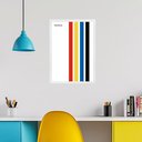 Ver imagem 1 de Quadro Abstrato Vintage Bauhaus Multicolor - Linhas 24x18cm:moldura Branca