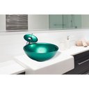 Ver imagem 1 de Cuba de louça redonda verde, valvula, sifao, torn.cascata