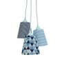 Lustre Pendente Triplo Quarto de Bebê Crie Casa Geométrico Azul e Branco - 2