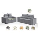 Ver imagem 3 de Conjunto Sofá de Veludo 3 e 2 Lugares Estilo Estofados Las Vegas 2,00x1,50m "prata"