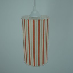 Luminária Pendente Cilíndrica Listrada Crie Casa Laranja e Bege - 3