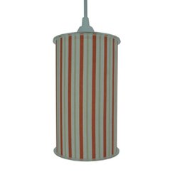 Luminária Pendente Cilíndrica Listrada Crie Casa Laranja e Bege - 1