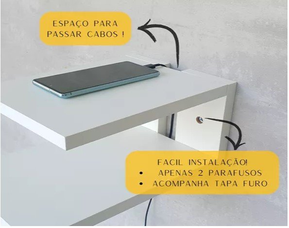 Mesa Cabeceira Minimalista Moderna Mdf Cor Branca - 4