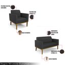 Ver imagem 3 de Conjunto 2 Poltronas e 1 Namoradeira Decorativa Isabella Pés Fixo em Madeira Castanho Pu Preto G19 -