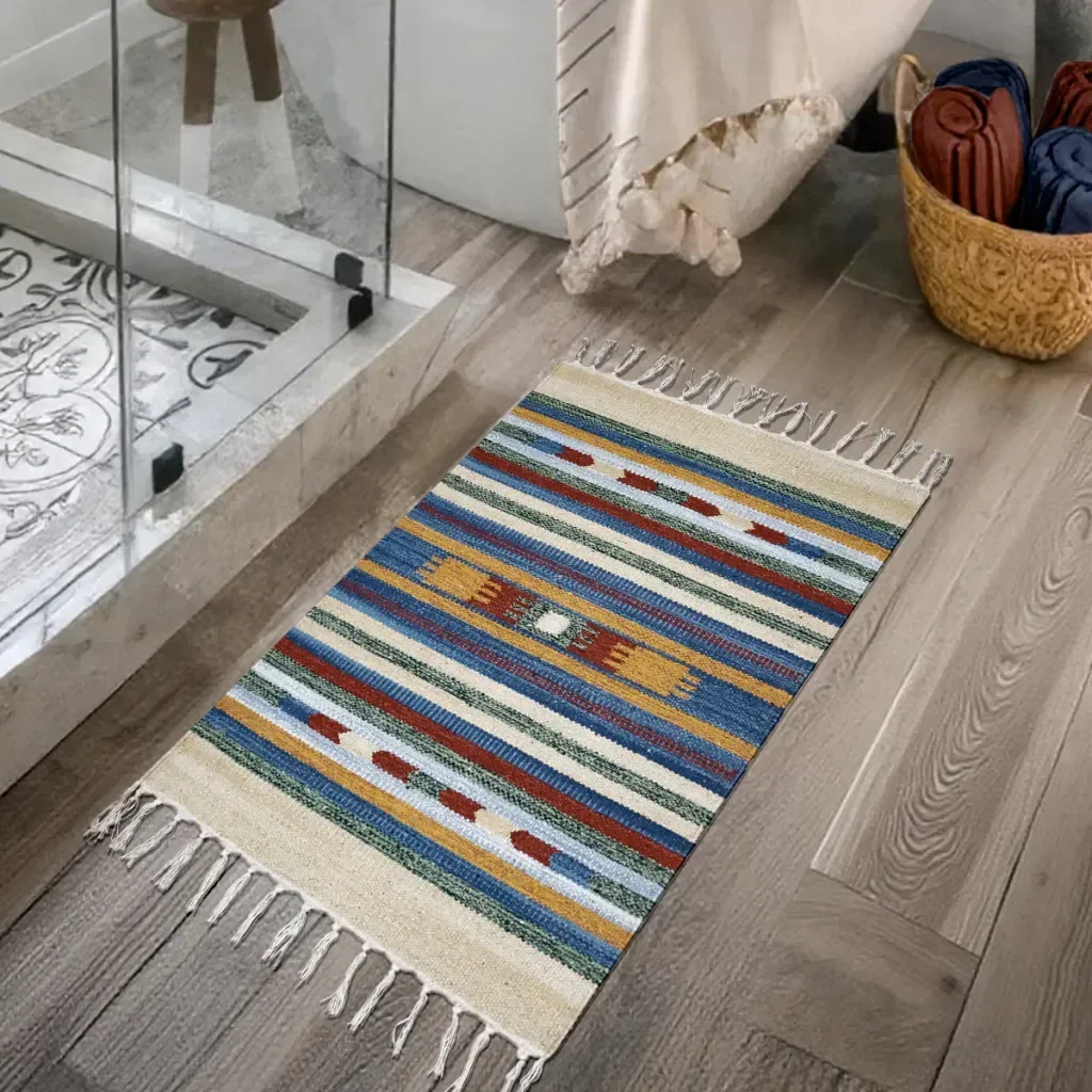 1 Tapete Banheiro Kilim Absorvente 100% Algodão 50 X 70 M08