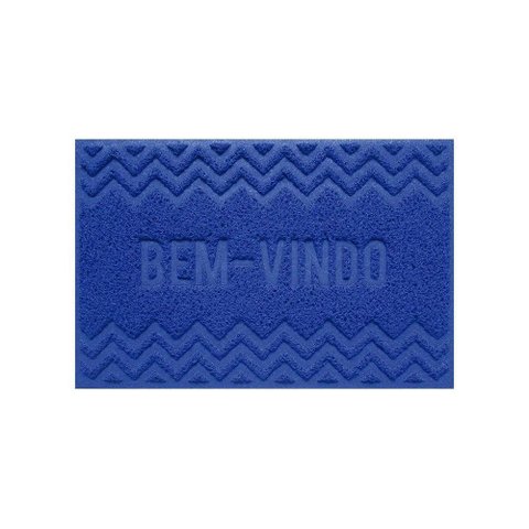 Capacho de Porta Pvc Antiderrapante 60x40cm - Zig Zag Azul