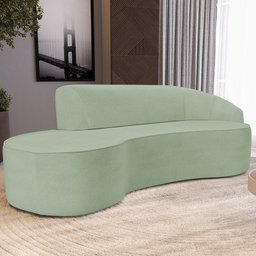 Sofá 3 Lugares Curvo Sala de Estar Living Firenze Direito D02 Linho Verde 230 cm D-477 - Lyam - 2
