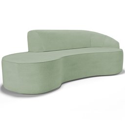 Sofá 3 Lugares Curvo Sala de Estar Living Firenze Direito D02 Linho Verde 230 cm D-477 - Lyam - 1