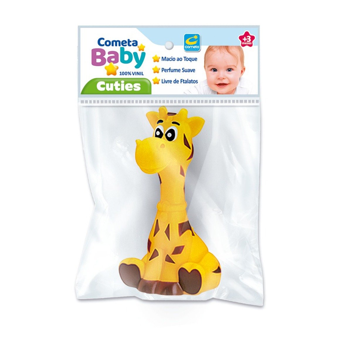 Brinquedo Girafa Vinil Coleção Bichinhos +3 Meses Cometa Brinquedos