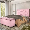 Ver imagem 3 de Kit Cabeceira e Baú Box Queen Londres 1,60cm Vamfer Estofados Veludo Cinza
