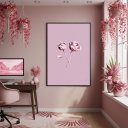 Ver imagem 2 de Quadro Decorativo Dueto Rosado 70x50cm Mold Branca