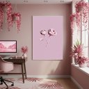 Ver imagem 1 de Quadro Decorativo Dueto Rosado 70x50cm Mold Branca