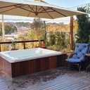 Ver imagem 2 de Ombrelone de Madeira C/ Floreira 3x3m Lateral Quadrado - Creme