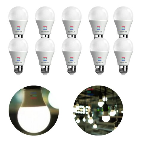 Kit 10 Lâmpadas Bulbo Led 9w Bivolt E27 Branco e Frio Quente