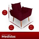 Ver imagem 5 de Kit 02 Poltrona para Sala e Quarto Decorativa Opala Suede Cor Bordô