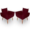 Ver imagem 1 de Kit 02 Poltrona para Sala e Quarto Decorativa Opala Suede Cor Bordô