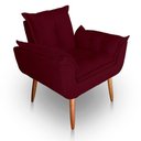Ver imagem 3 de Kit 02 Poltrona para Sala e Quarto Decorativa Opala Suede Cor Bordô