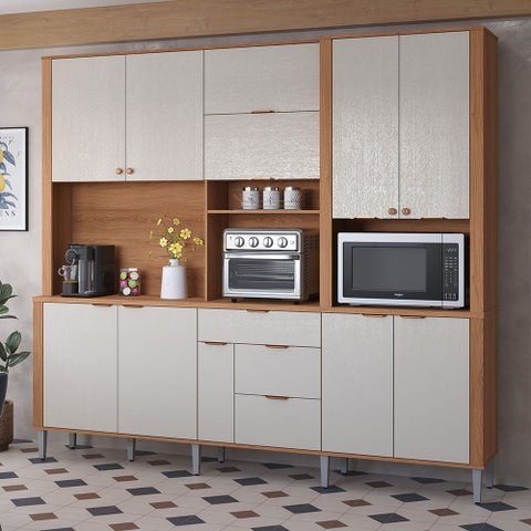 Kit Cozinha Compacta 240cm com 10 Portas e 4 Gavetas Astra Lukaliam Móveis