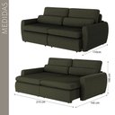 Ver imagem 4 de Sofá sem Caixa Orgânico Charlie 3 Lugares em Linho Turco Retrátil e Reclinável Vira Cama 2,10 Verde