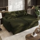 Ver imagem 1 de Sofá sem Caixa Orgânico Charlie 3 Lugares em Linho Turco Retrátil e Reclinável Vira Cama 2,10 Verde