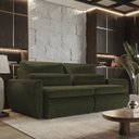 Ver imagem 2 de Sofá sem Caixa Orgânico Charlie 3 Lugares em Linho Turco Retrátil e Reclinável Vira Cama 2,10 Verde