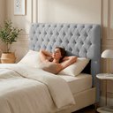 Ver imagem 6 de Cabeceira Cama Box King Size Sarah 195cm com Frame Bouclê Cinza Claro - Desk Design
