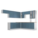 Ver imagem 2 de Cozinha Compacta Planejada 10 Peças 1 Paneleiro Duplo 5 Aéreos 4 Balcões Soho CabeCasa MadeiraOriginals Azul/B