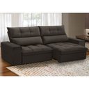 Ver imagem 1 de Sofá Retrátil Reclinável para Sala 3 Lugares 230cm Asaph F04 Veludo Marrom Escuro - Lyam Decor