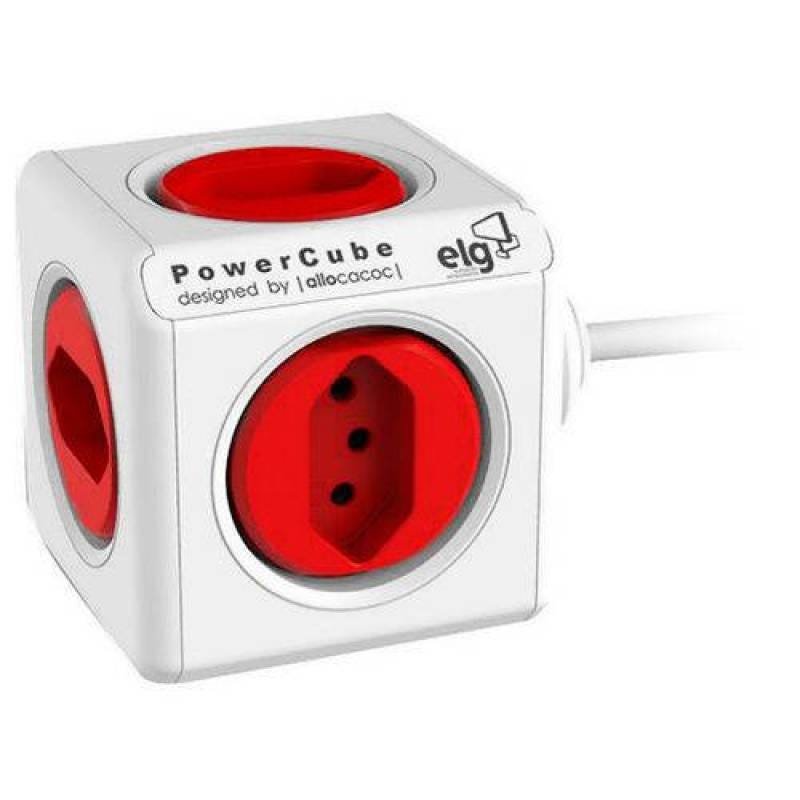 Adaptador de Tomada Power Cube Extended ELG 5 Tomadas Cabo de 3 Metros PWC-X5/3M - 1