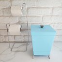 Ver imagem 5 de Lixeira para Banheiro Plástica com Suporte Cromado e Anel Interno 6,5L com Tampa Stolf Azul