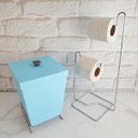 Ver mais imagens de Lixeira para Banheiro Plástica com Suporte Cromado e Anel Interno 6,5L com Tampa Stolf Azul