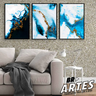 Quadro Trio Abstrato Geométrico Azul -- BR ARTES - 2