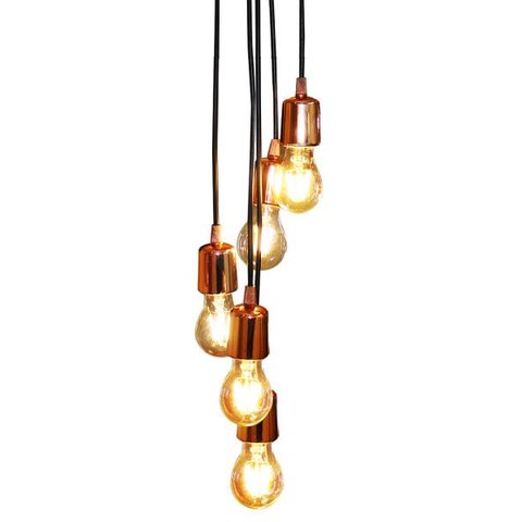 Luminária Nobili 5 Pendentes Cromado Cobre 1,20 mts Taiwer