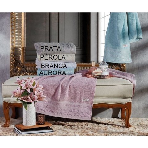 Toalha Banho Requinte 68 x 140 cm Prata Appel