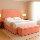 Ver imagem 6 de Cabeceira e Recamier Bau Casal 140 Cm Dalia Linho Rose Artte