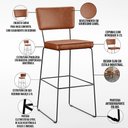 Ver imagem 4 de Kit 02 Banquetas Altas Cozinha Sala Jantar Base em Aço Fixa Allana L02 Couríssimo Camel - Lyam
