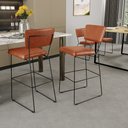 Ver imagem 2 de Kit 02 Banquetas Altas Cozinha Sala Jantar Base em Aço Fixa Allana L02 Couríssimo Camel - Lyam