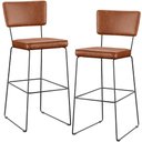 Ver imagem 1 de Kit 02 Banquetas Altas Cozinha Sala Jantar Base em Aço Fixa Allana L02 Couríssimo Camel - Lyam
