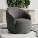 Ver imagem 1 de Poltrona Saara Giratória Orgânica Bouclê Sala de Estar Cinza Escuro Desk Design