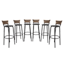 Ver imagem 1 de Kit 6 Banquetas 80cm para Balcão Ilha Bancada Área Gourmet Encosto em Junco Banco Itagold